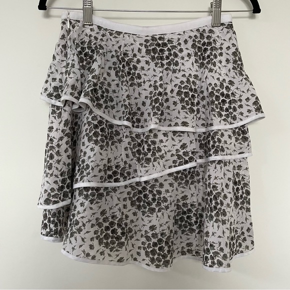 Club Monaco silk gray floral tiered skirt - Picture 7 of 11